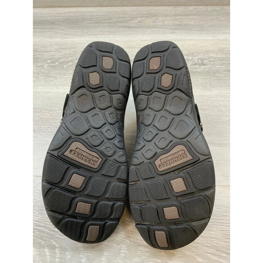 Merrell Women's Black Leather Slip On Buckle Flats Shoes 8 Trail Casual Shoes